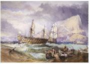 Clarkson Frederick Stanfield H.M.S 'Victory' towed into Gibraltar, oil